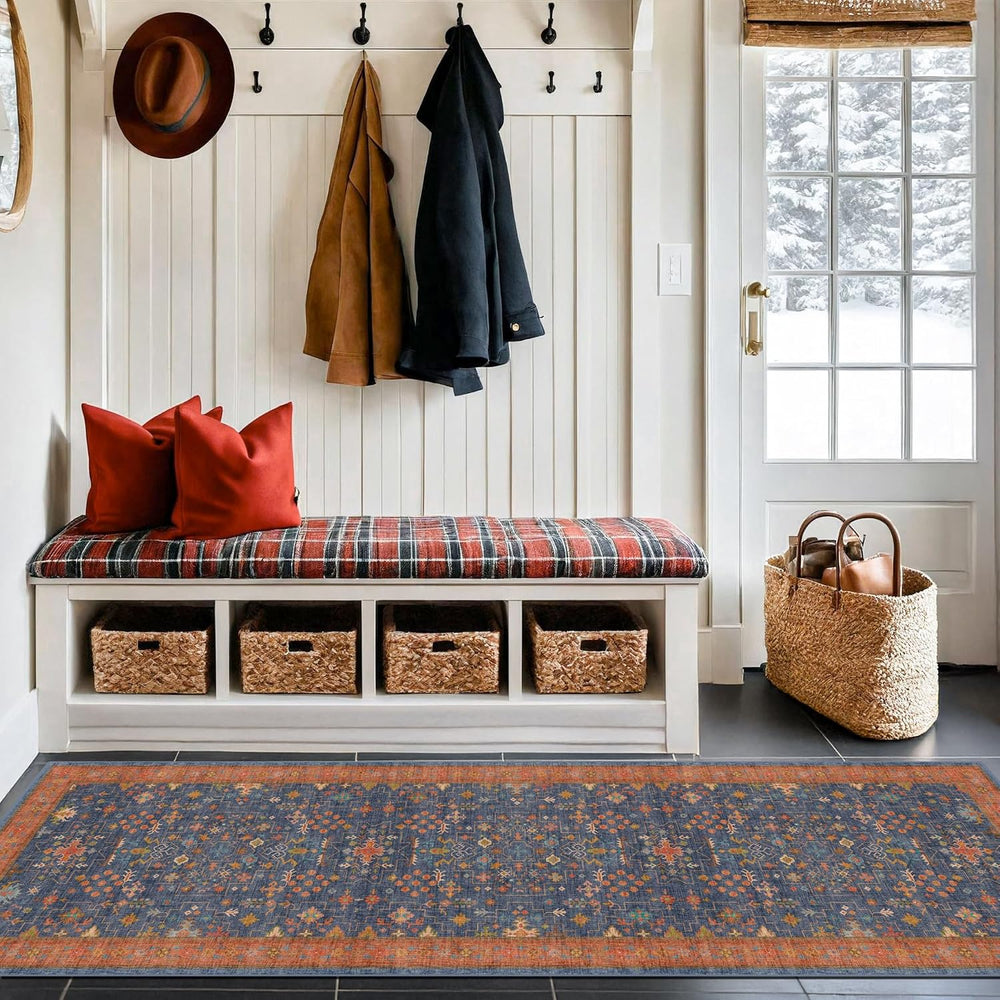 Hazo Haus Navy Blue Runner Rug 2x6 for Kitchen, Hallway, Mudroom, Laundry Roo...