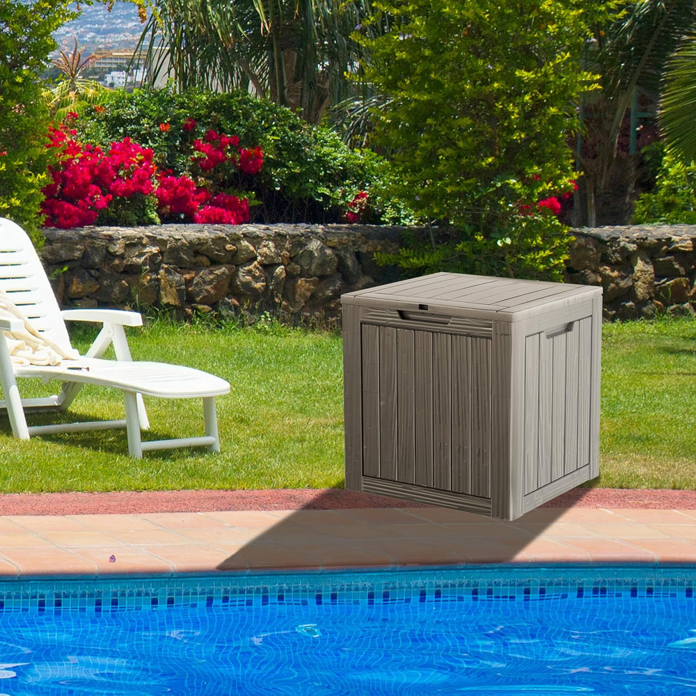 35 Gallon Resin Deck Box, Waterproof Outdoor Storage Bin for Patio, Poolside,...