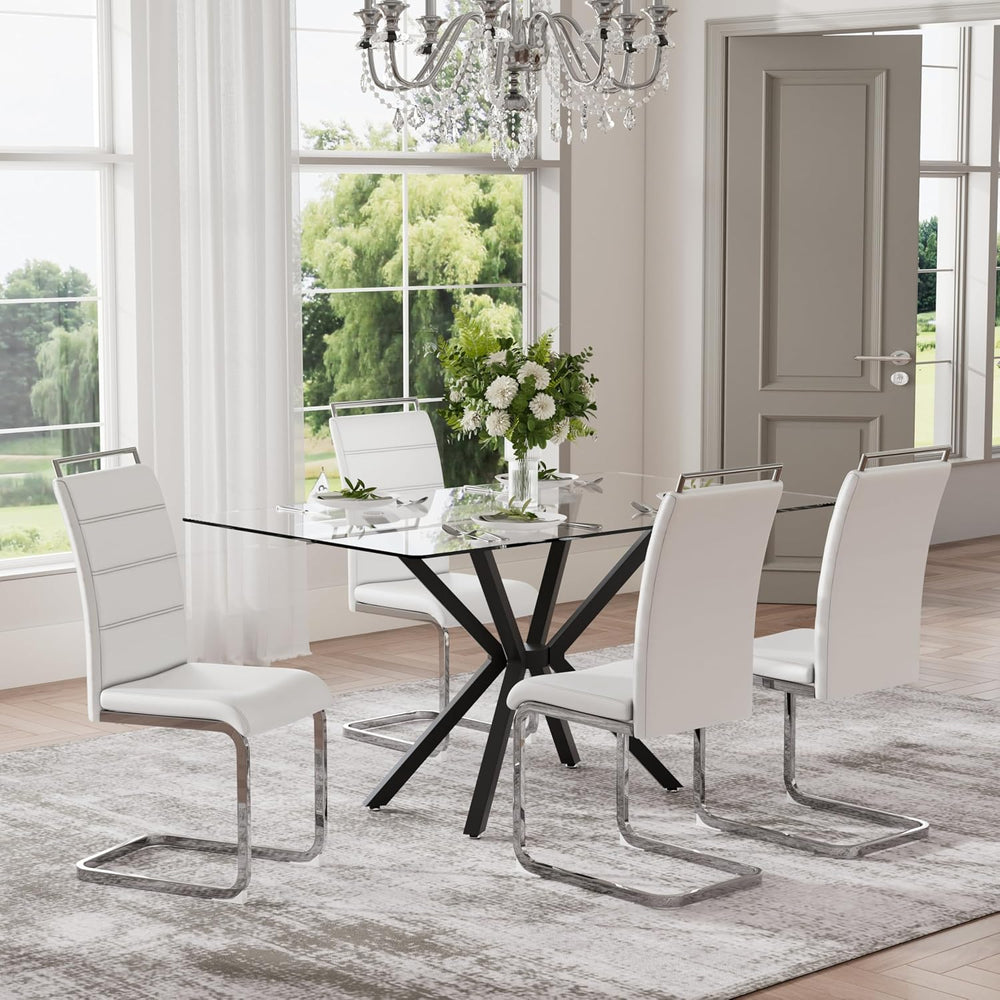 Baysitone Modern Dining Chairs Set of 8, PU Faux Leather High Back Upholstere...