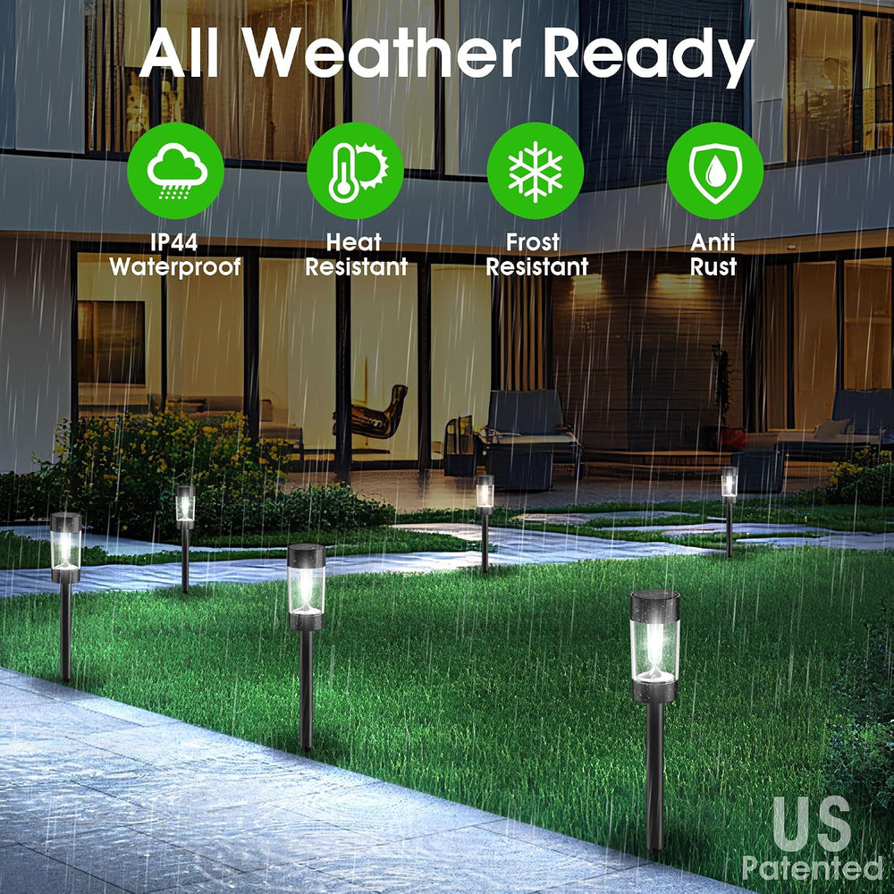 Eyrosa Solar Pathway Lights Outdoor Waterproof, 12 Pack, Cool White