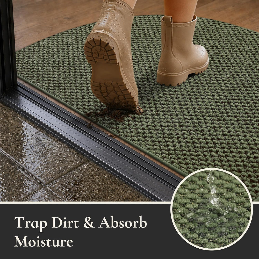 Dirt Trapper Door Mat 32" x 48", Non-Slip, Half Circle, Green