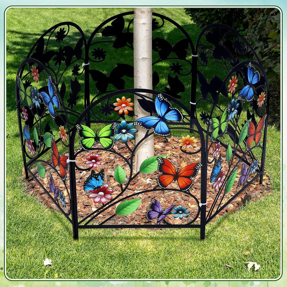 Yaocom 12 Pack Butterfly Garden Fence 16.5" H x 11.8" W Metal Stake