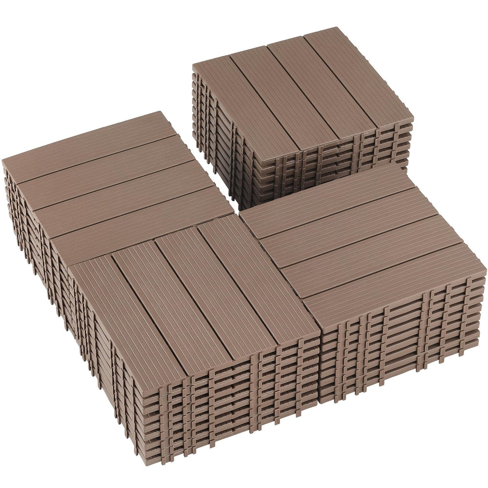 36 PCS Plastic Interlocking Deck Tiles - 12" x 12" Waterproof Indoo...