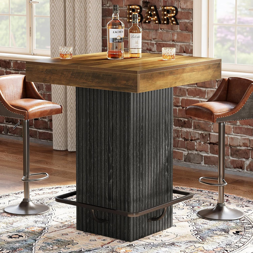 Tribesigns Square Bar Table, Kitchen Dining Table, Industrial Counter Height ...
