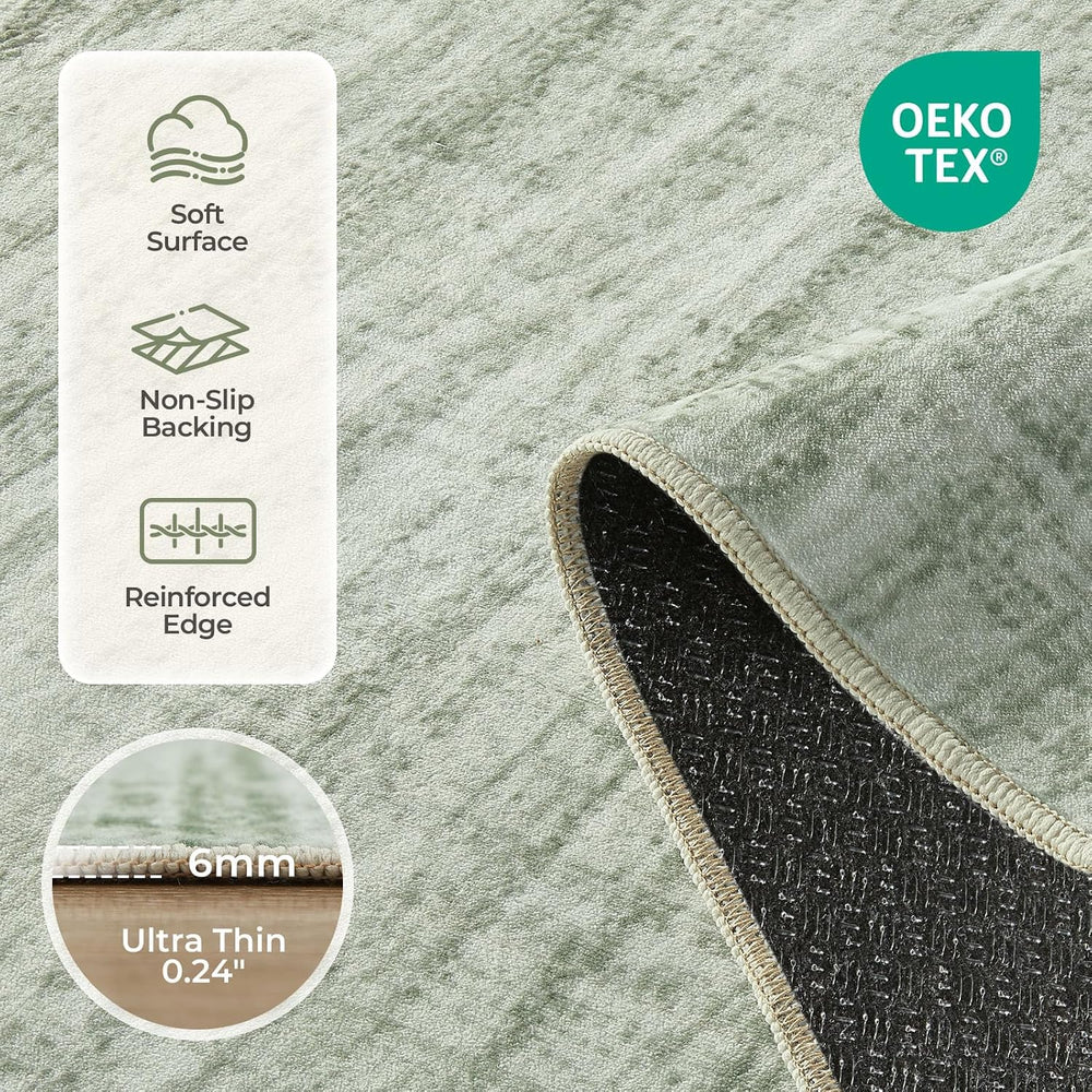 WITSHOCK 10x14 Area Rugs for Living Room, Washable Rug Large Carpet Green