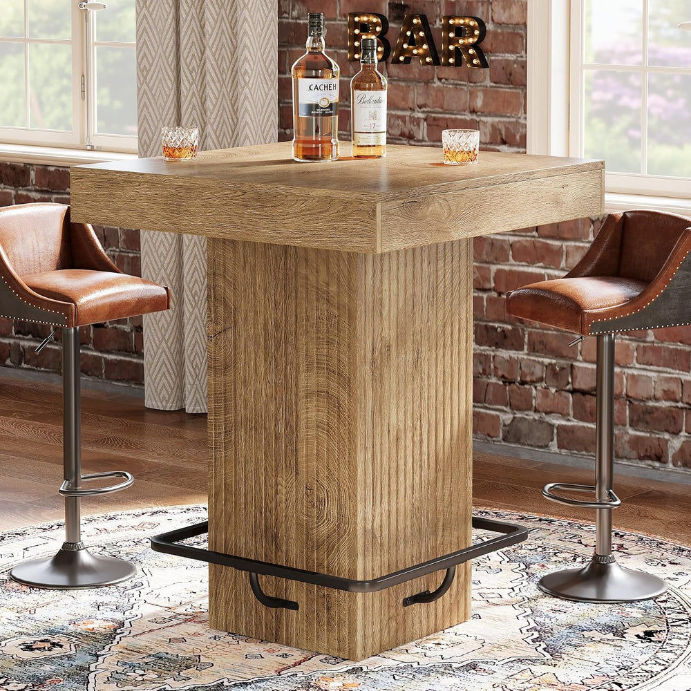 Tribesigns Square Bar Table, Kitchen Dining Table, Industrial Counter Height ...