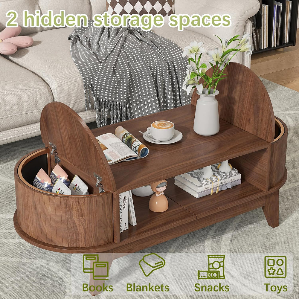 Coffee Table with Storage walnut coffee table with 2 Flip-Top Hidden Lids