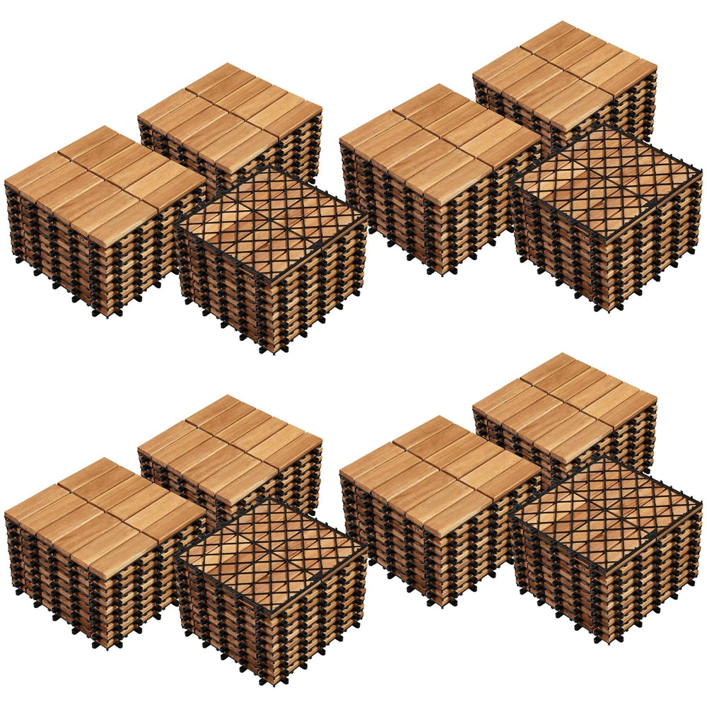 Yaheetech 108PCS Acacia Interlocking Deck Tiles Outdoor Patio Flooring,Wood