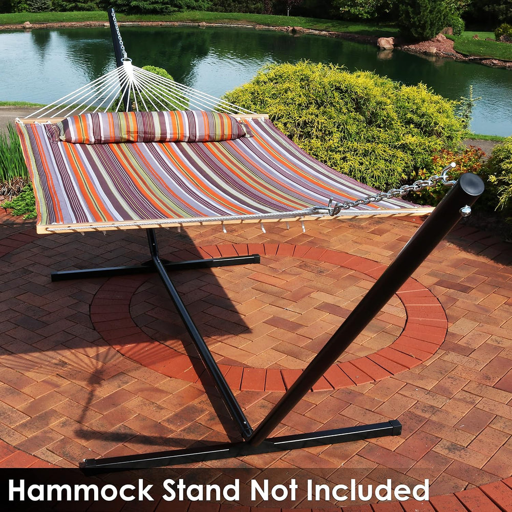 Sunnydaze Quilted Double Hammock for Outside with Pillow, Canyon Sunset