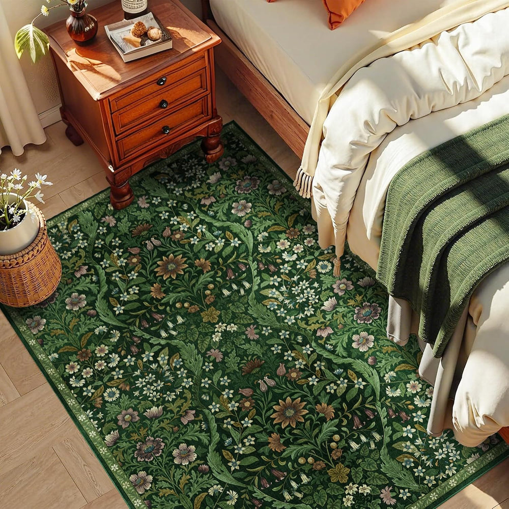 3x5 Floral Area Rug Soft Low Pile Boho Carpet for Living Room