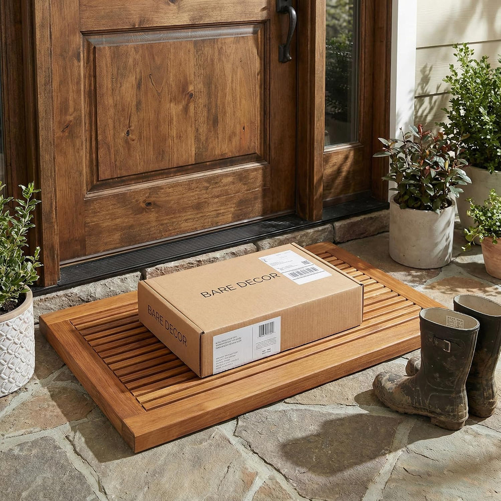 Bare Decor Dasha Spa Shower or Door Mat, 31.5 by 17.75-Inch, Solid Teak Wood ...