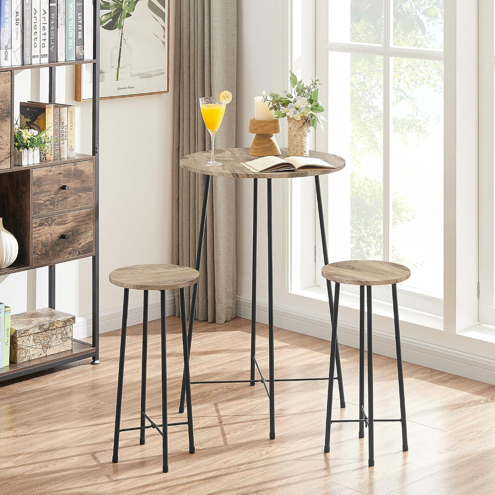VECELO 3 Piece Pub Table and Chairs Sets Counter Height Bistro Bar Sets with ...