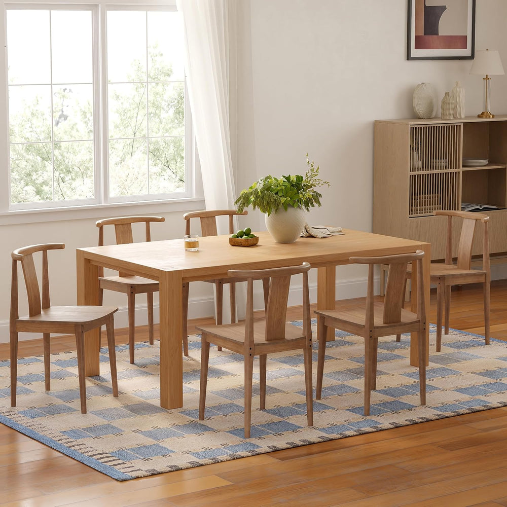 Wood Dining Room Chairs Set of 6, Mid Century Modern Kitchen Chairs Wishbone ...