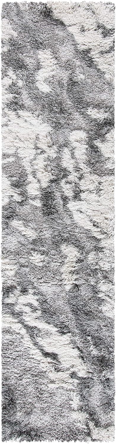 SAFAVIEH Horizon Shag Collection Runner Rug - 2' x 8', Grey & Ivo...