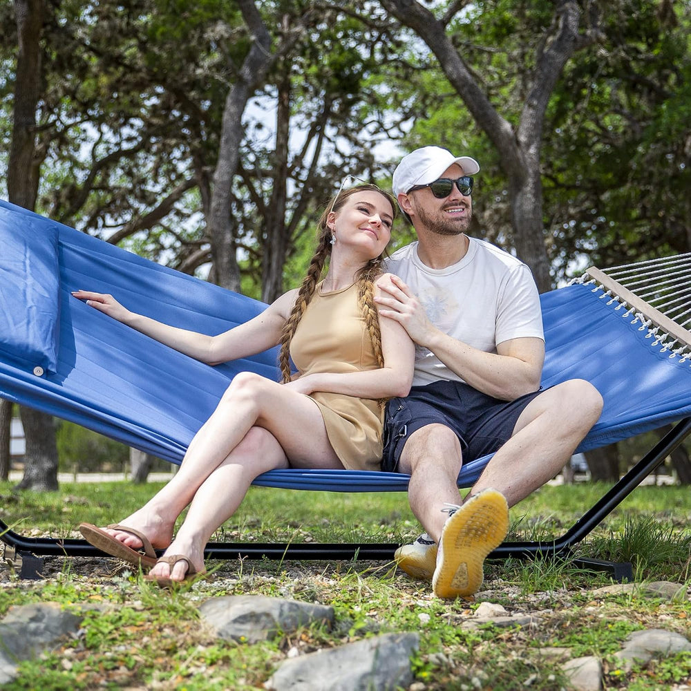 SUNCREAT Heavy Duty Hammocks with Stands Included, 475 lbs Capacity, Navy