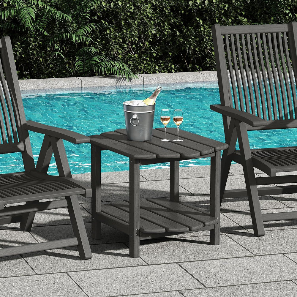Small Outdoor Side Tables Modern 2-Tier Adirondack Table Rustic End Table HDP...