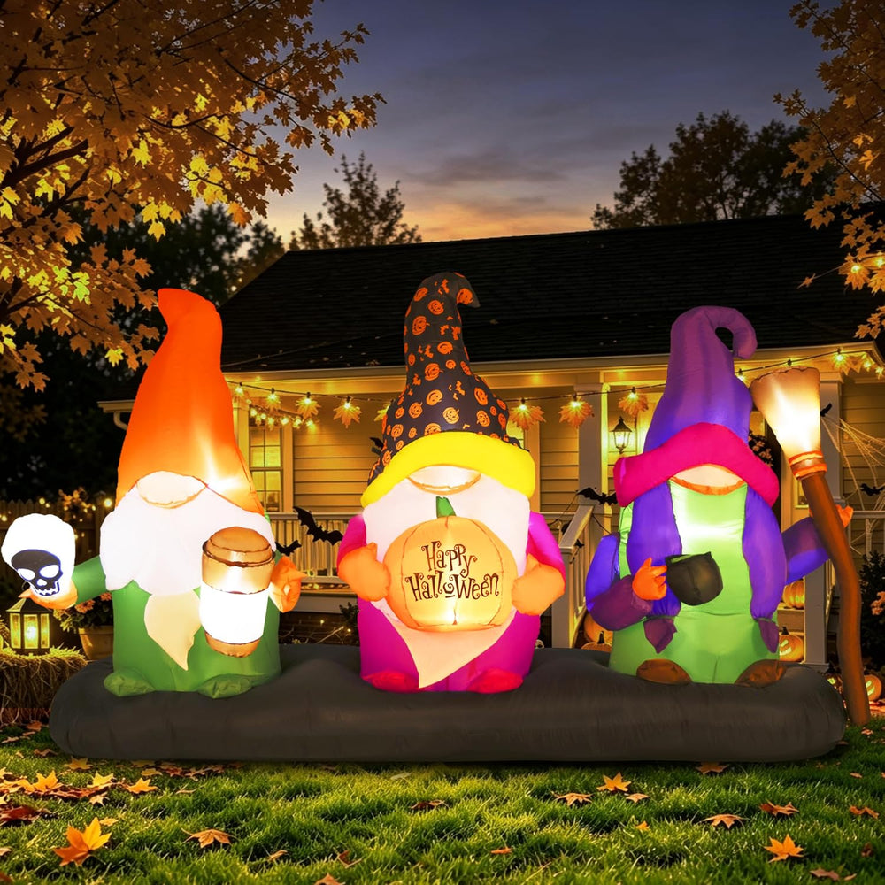 9.4ft Halloween Inflatable Three Wizard Gnomes Outdoor Decoration