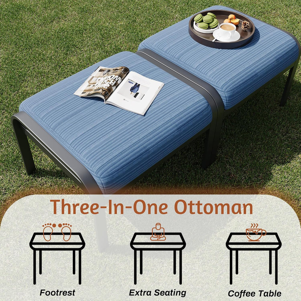HOMREST Patio Furniture Sets 7 PCS Outdoor Metal Conversation Sets, 360 Degre...