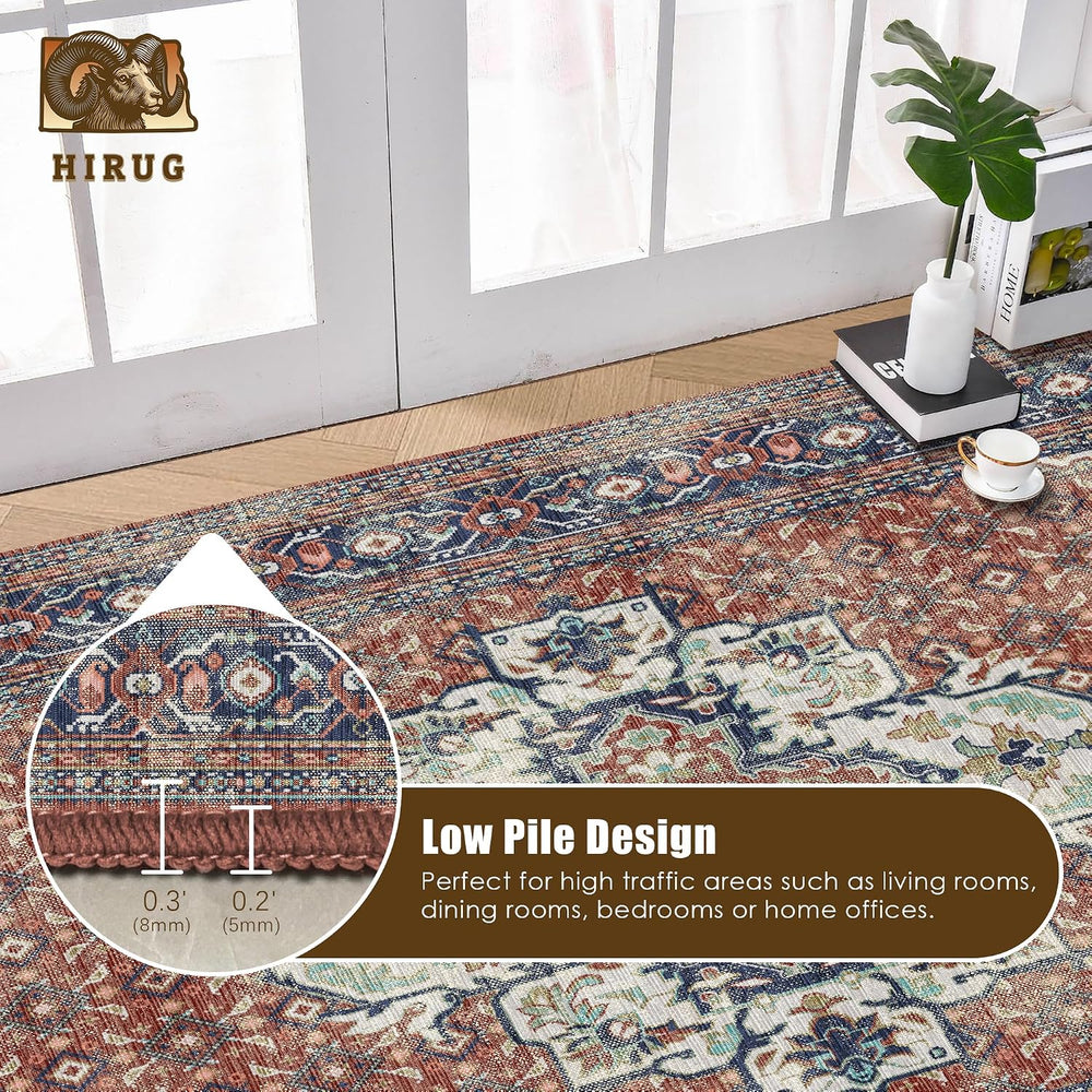 Washable Area Rug 8' x 10' Vintage Traditional Persian Mat - Foldable...