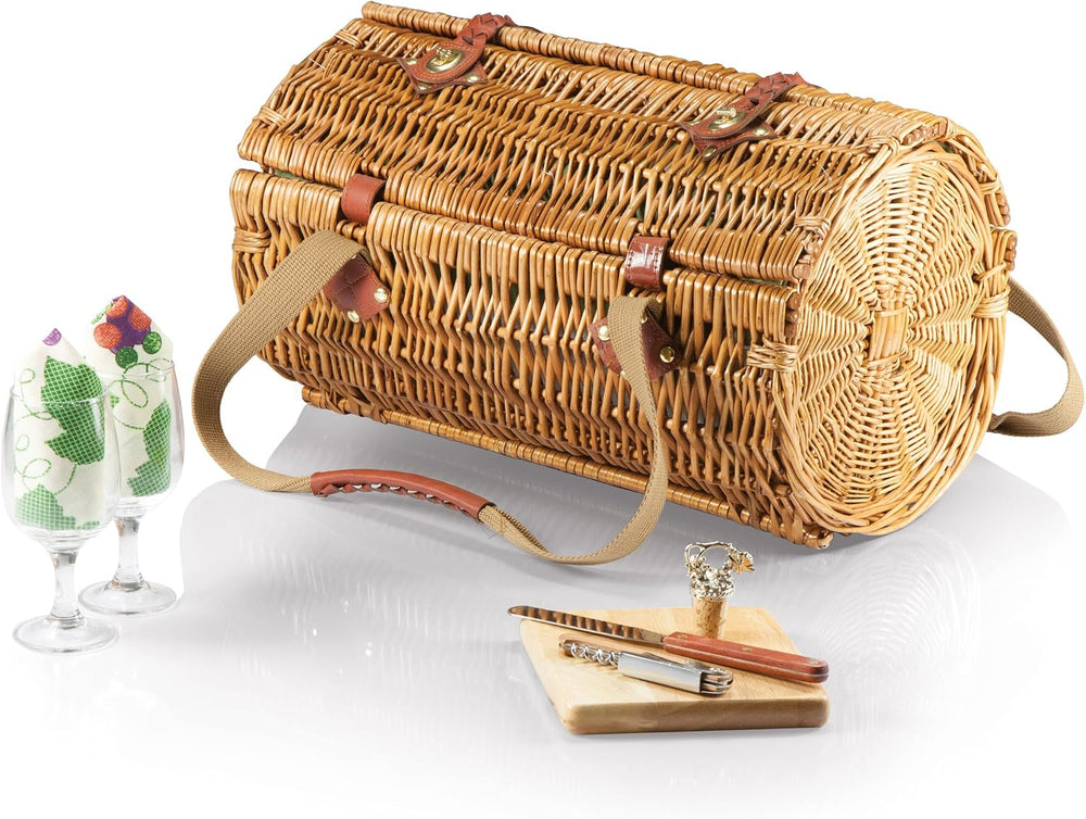 PICNIC TIME Verona Wine & Cheese Picnic Basket, Romantic English-Style Ro...