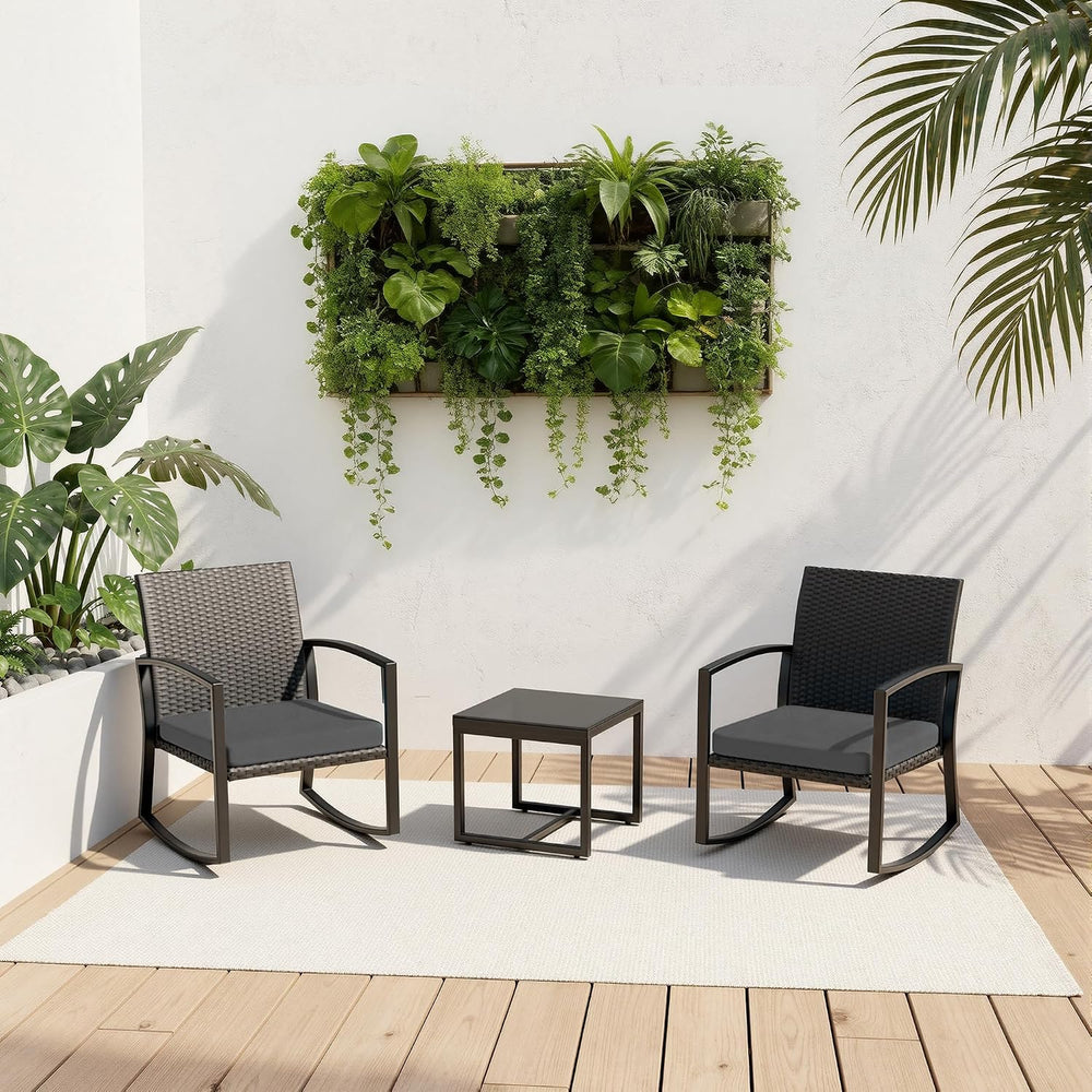 WWR Rocking Patio Bistro Sets 3 Piece - All-Weather - Conversation Furniture ...