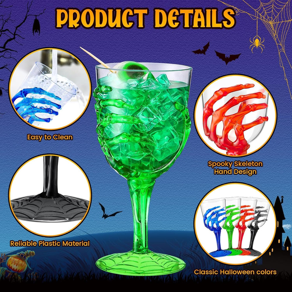 Sliner 24 Pcs 12 oz Halloween Skeleton Hand Goblets
