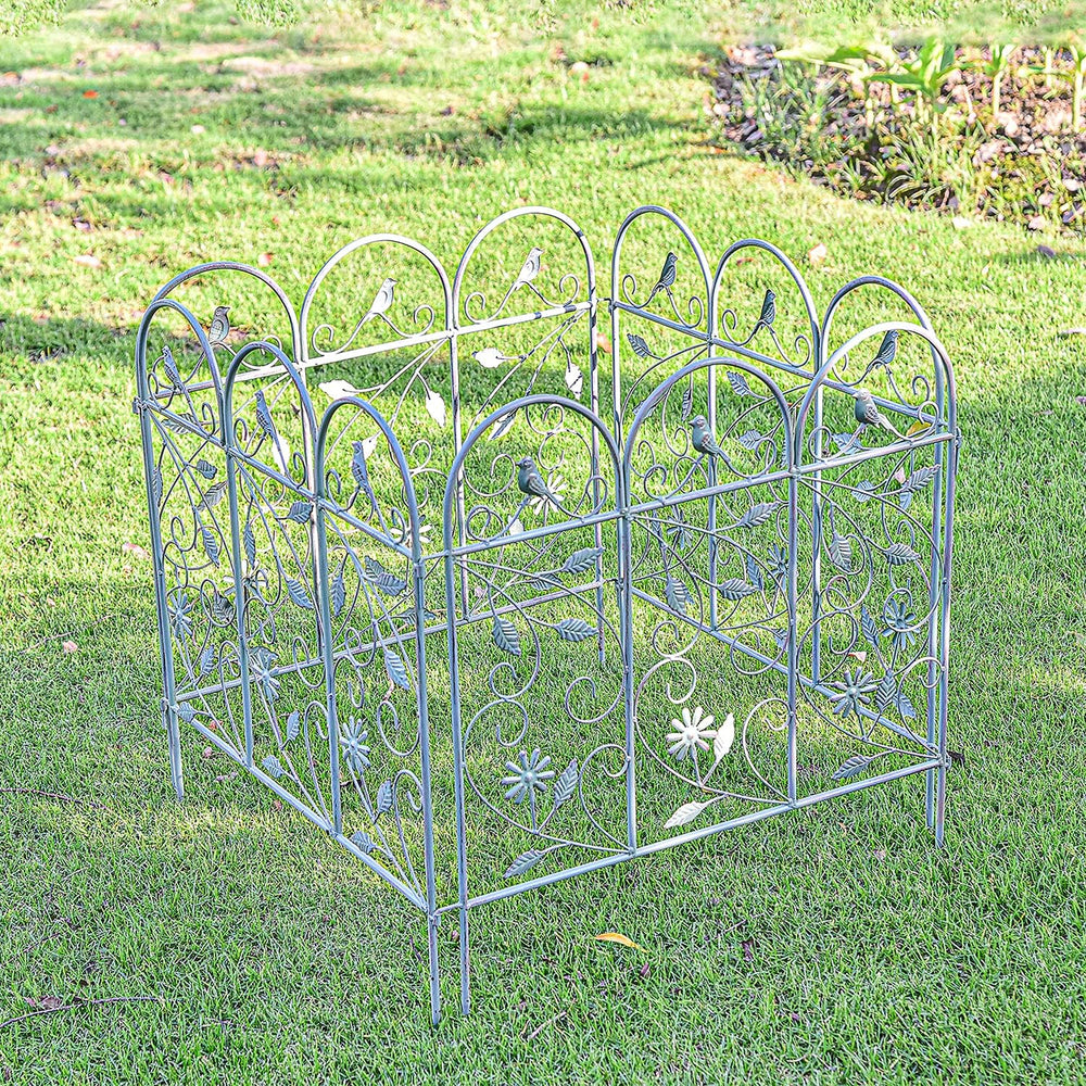 Sungmor 25in x 8ft Metal Garden Fence Border, Rustic Style Decorative Garden ...