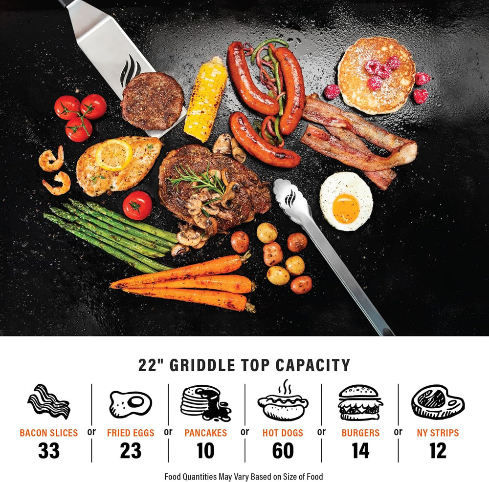 Blackstone 1666 22” Tabletop Griddle with Stainless Steel Faceplate, Powder C...