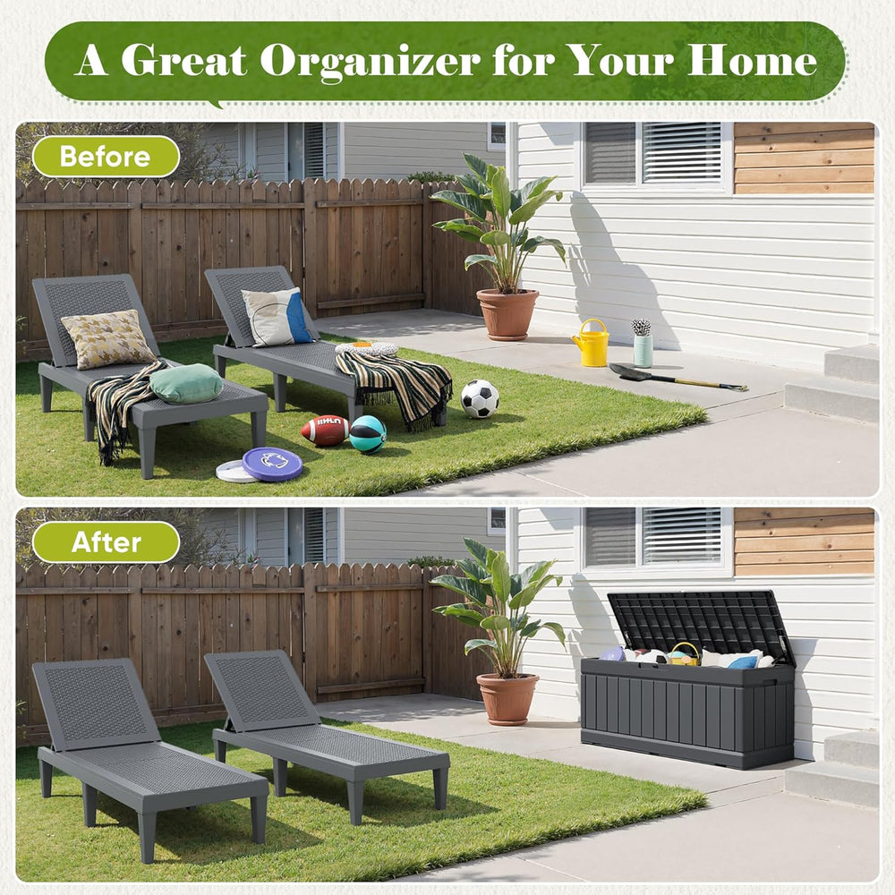 Flamaker 80 Gallon Outdoor Storage Box, Resin Deck Box Waterproof Patio Bin