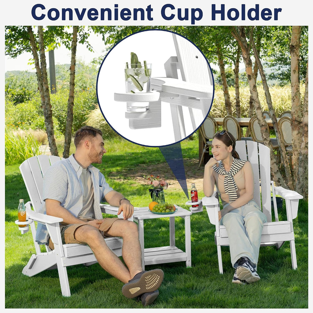 Plawdlik Folding Adirondack Chair Set of 6 with Cup Holder,Wooden Textured,He...