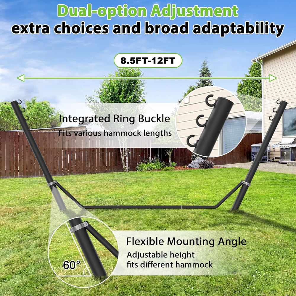 Hammock Stand, 8-12FT, Black, 600lbs, Universal, Weather Resistant