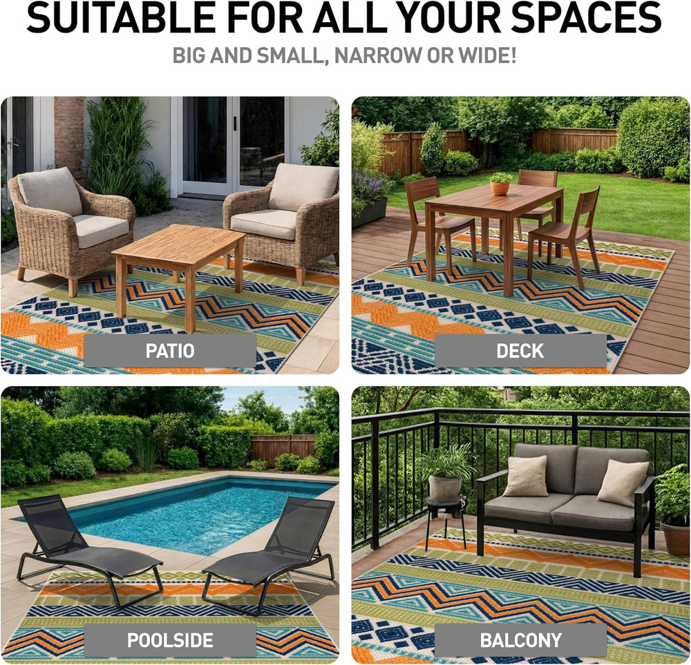 Rugshop Marbella Indoor/Outdoor Contemporary Boho Area Rug Multi 5' x 7'