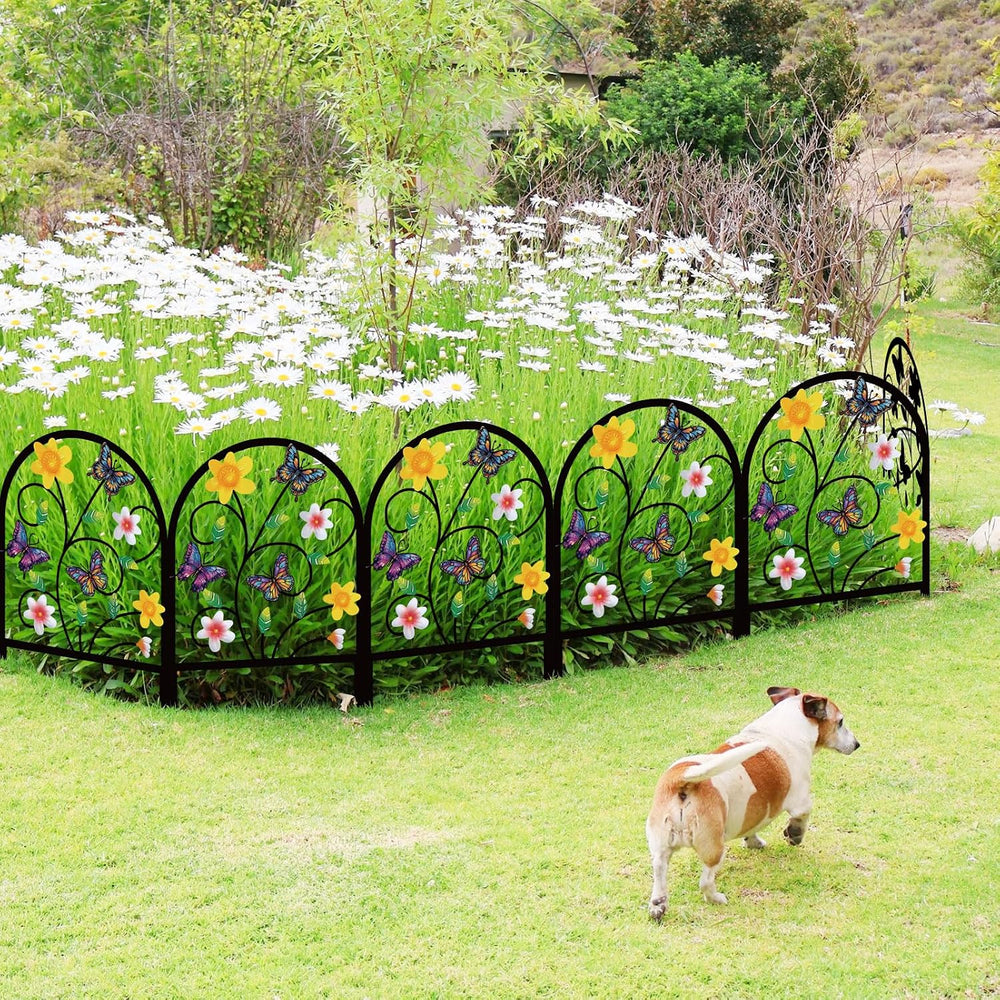 4 Pack Butterfly Decorative Garden Fence Metal Butterfly Flower Design Metal ...
