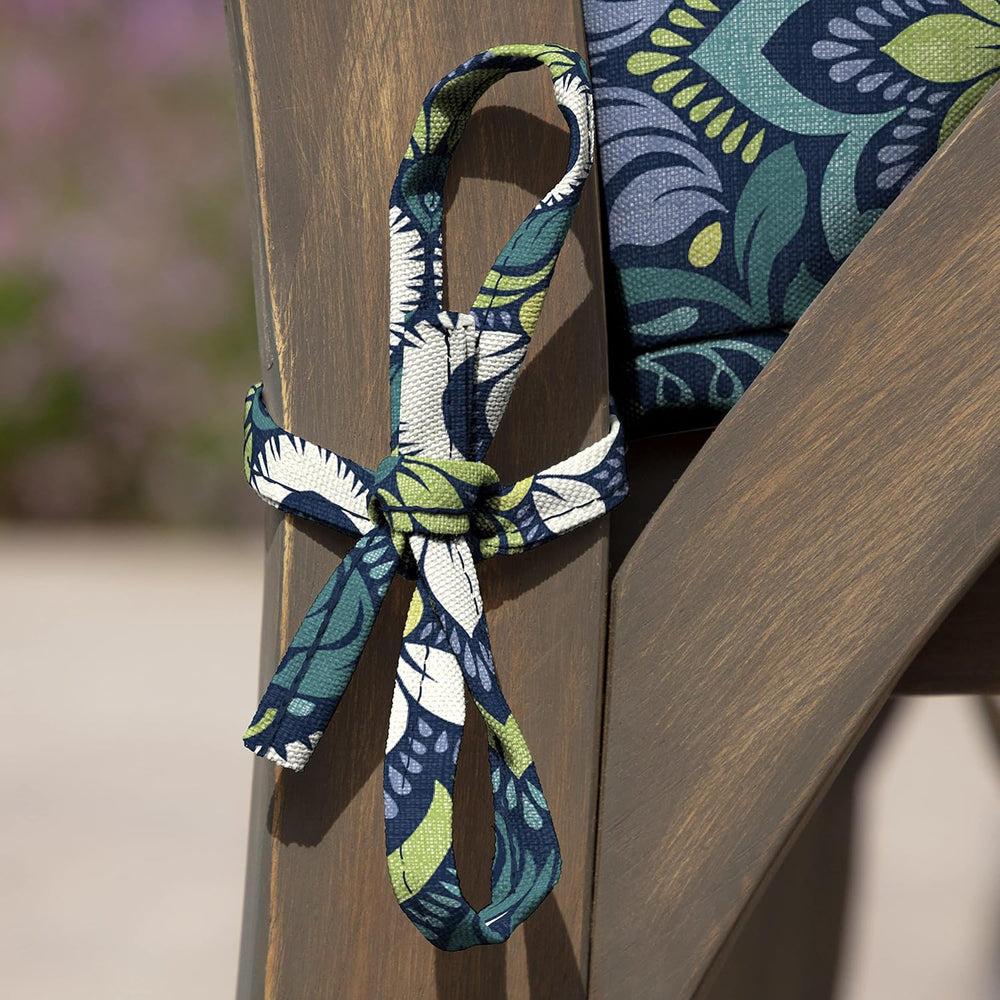 Arden Outdoor Seat Pad Chair Cushion, 21x21, Blue Damask