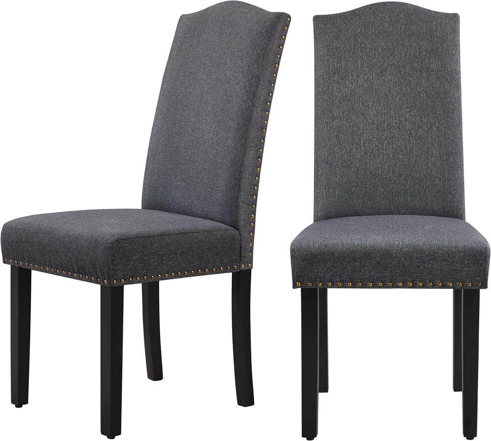 Yaheetech Dining Chairs Set of 2 High Back Parson Chairs Dark Gray