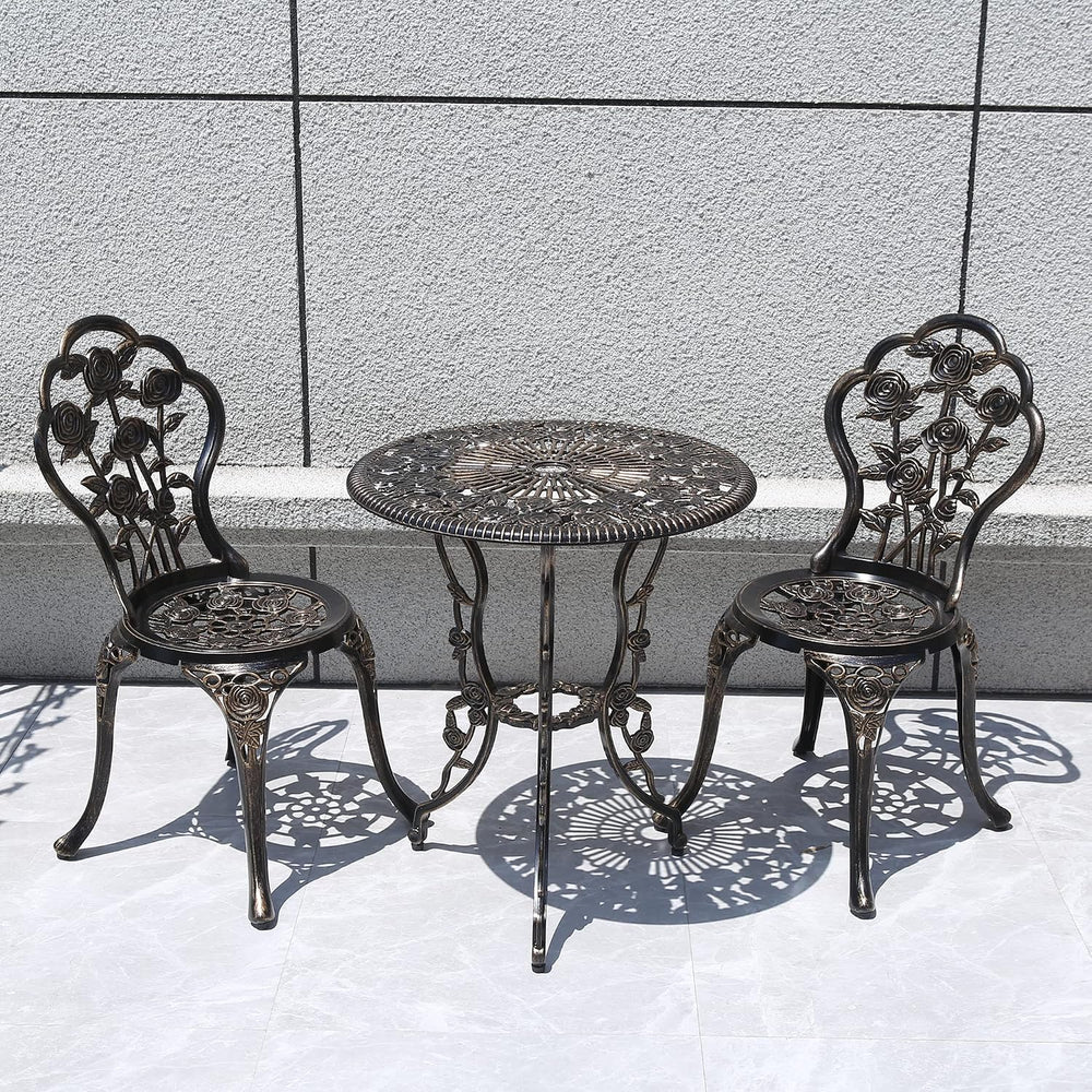 KAILI Outdoor Furniture Bistro Set with Rose Pattern 1 Table 2 Chairs for Gar...