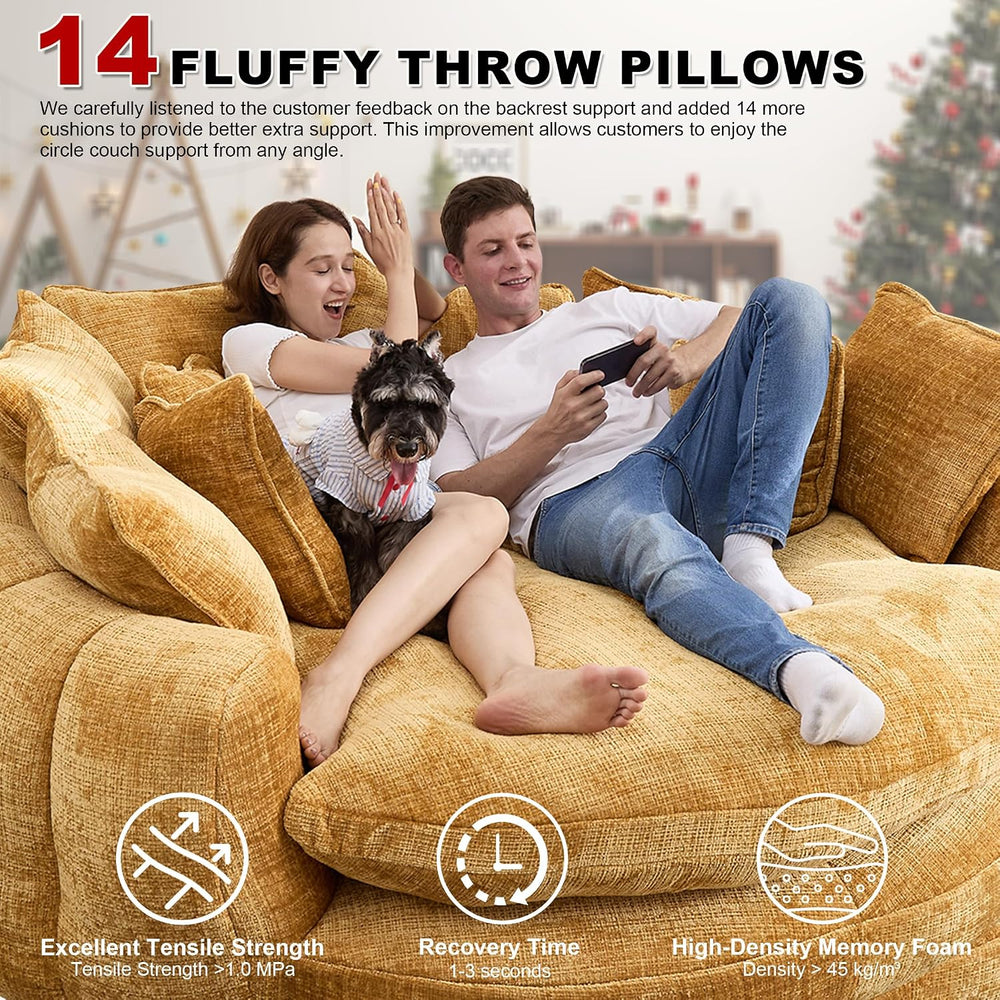 81.1" Oversized Round Chaise Lounge, Extra-Thick 14.9" Seat Wrap-Ar...
