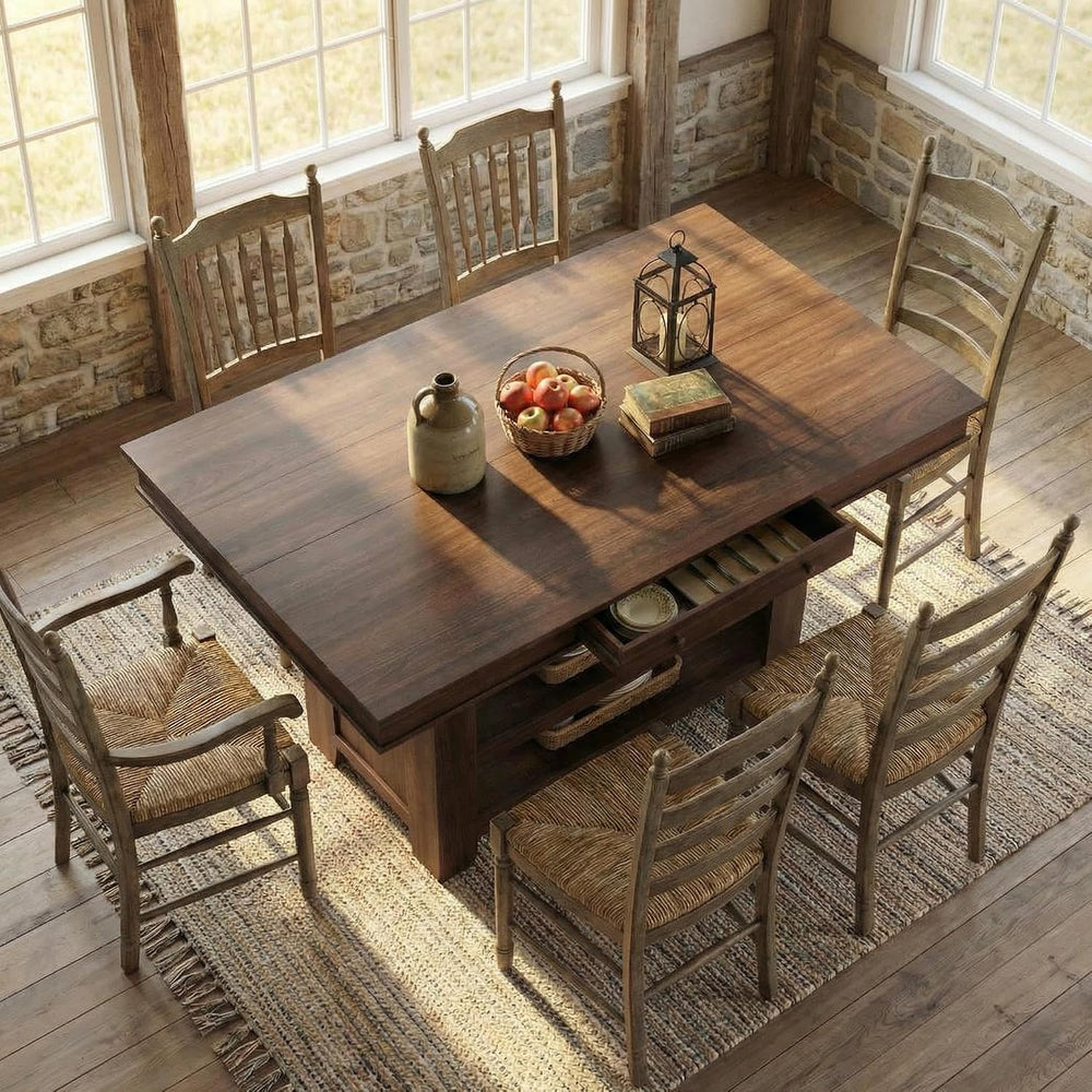 Garvee Counter Height Dining Table with 2 Drawers, 36" Farmhouse Wooden ...