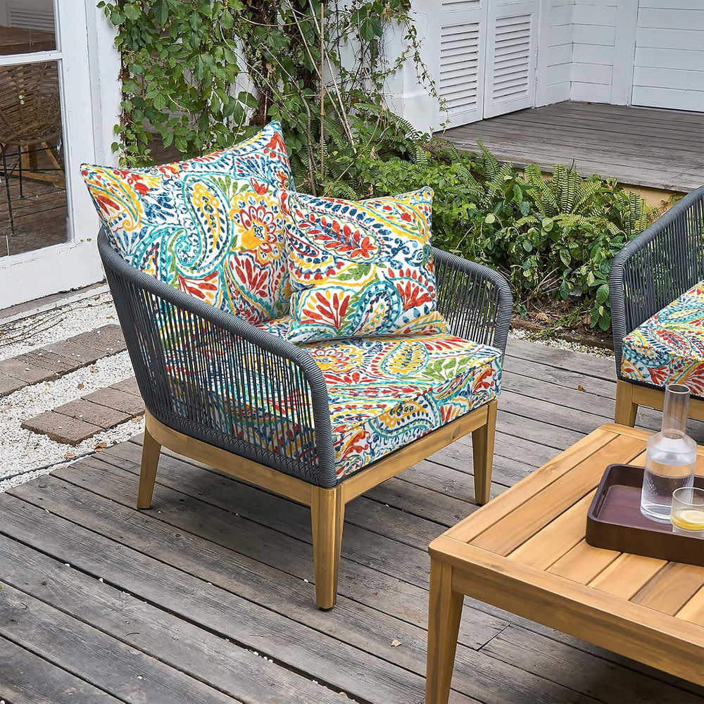 LVTXIII Outdoor Deep Seat Cushion 24"x24"x4" Patio Seat and Ba...