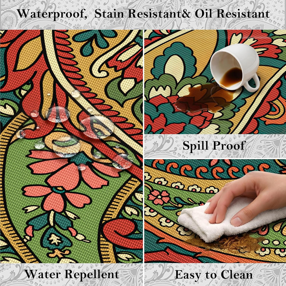 Arenarug Paisley Waterproof Outdoor Rug 4x6, UV Resistant, Terracotta