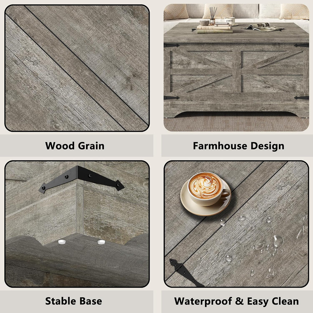 Furnideco 35.5''W Square Coffee Table Farmhouse Lift top Coffee Table...