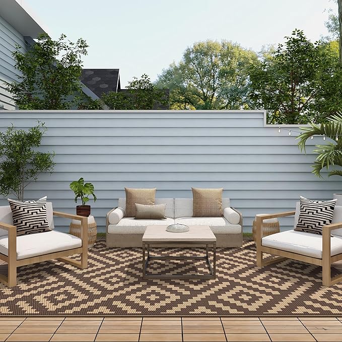 GENIMO Outdoor Rug for Patio Clearance, 6'x9' Reversible Plastic Stra...