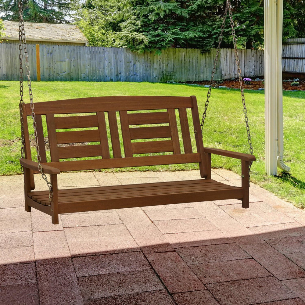 Furinno TIOMAN Hardwood 2-Seater Porch Swing with Chains, Natural