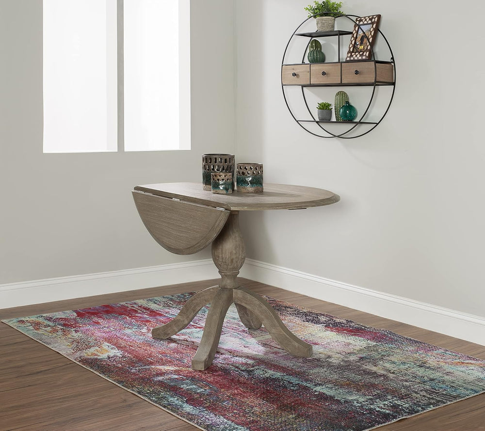 Linon Home Decor Mauro Antique Rustic Brown Drop Leaf Small Dining Table with...