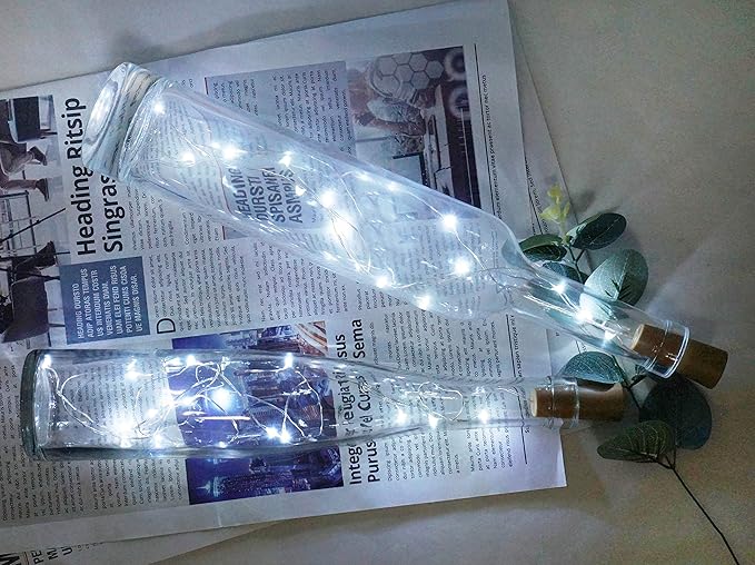 Wine Bottle Lights with Cork, Battery Operated 30 Pack 20 LED Cork Shape Silv...