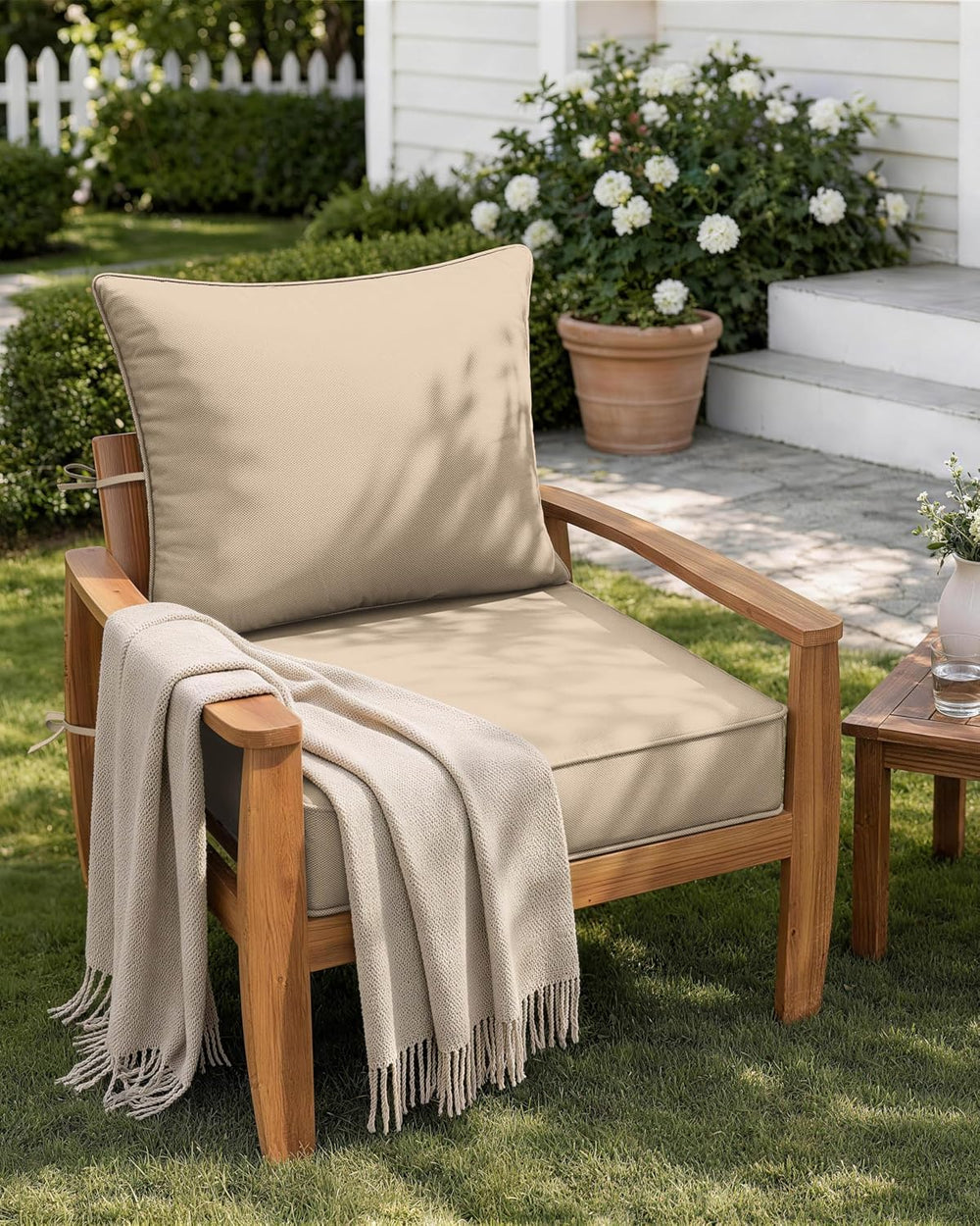 Outdoor Patio Chair Cushions Set 22 L X 24 W X 5 H Waterproof & Fade Resi...