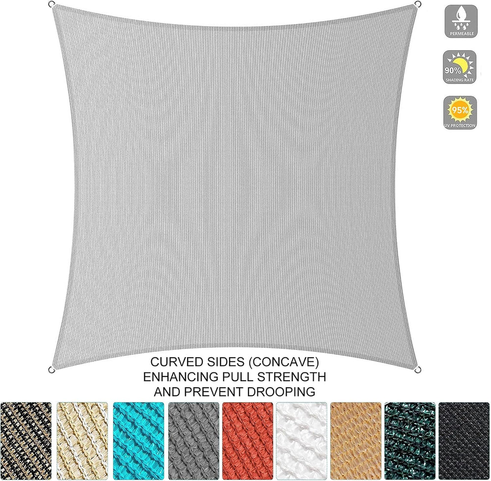 5' x 5' Custom Size White Rectangle Sun Shade Sail, 190 GSM Commercia...