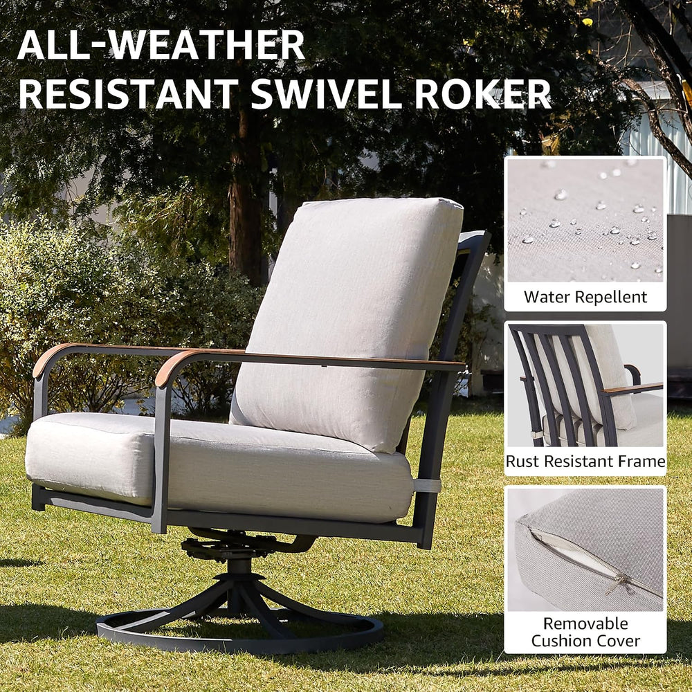 NATURAL EXPRESSIONS Patio Swivel Chairs Set of 2,Outdoor Rocker Chairs Set wi...