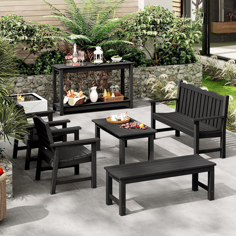 Outdoor Console Table, 48" Weather Resistant HIPS Patio Side Table