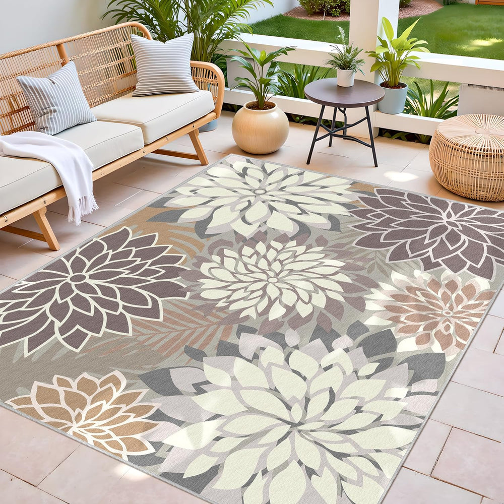 Arenarug Outdoor Rug Waterproof, Washable Patio Rug for Deck, 8x10, Taupe